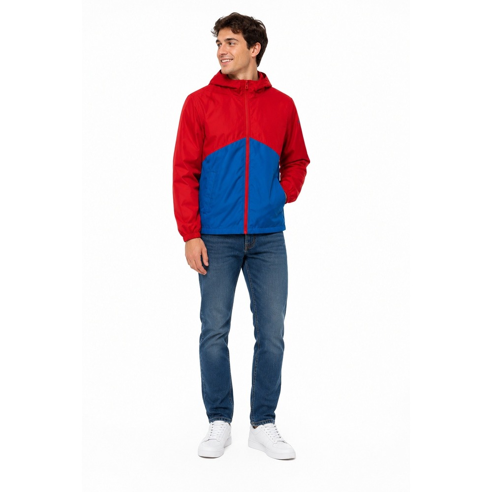 Wilson Staff Mens Large Vintage Windbreaker Jacket Red Blue Colorblock Full Zip